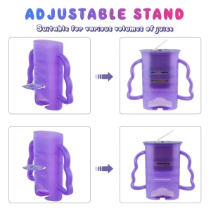 DrDomar soporte a prueba de apretar con tapa para bolsas de alimentos y cajas de jugo morado