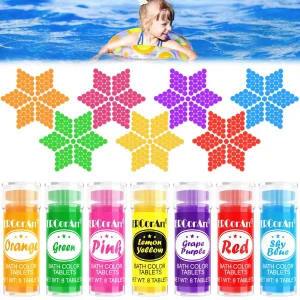 Tabletas de color de baño para niños, 160 unidades de colores de baño seguros para niños, no tóxicos, 7 colores
