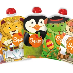 SQUIZ - Paquete de 5 bolsas reutilizables de alimentos de fabricación suiza, 4.5 onzas (130 ml)