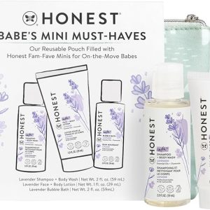 The Honest Company Babe's Mini Must Haves - Set de regalo | Esenciales hipoalergénicos para el baño de lavanda