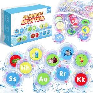 Juguete de baño flotante para niños pequeños, 26 piezas con alfabeto