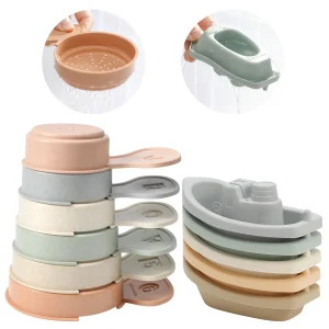 Juguetes de baño Barcos flotantes Tren con cuchara de baño, 11 piezas