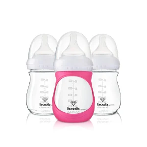 JOOVY Boob Diamond 5 onzas, 3 piezas con funda rosa
