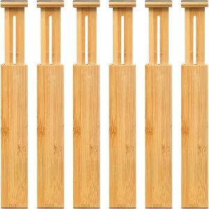6 separadores de cajones de bambú