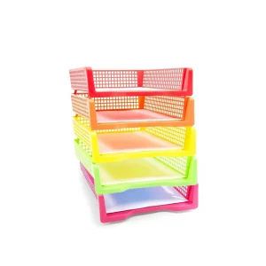 Cestas de almacenamiento coloridas para la oficina (10 x 3 x 13 pulgadas), 5 uds