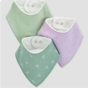 Carter's- Set de 3 baberos tipo bandana, verde/lila