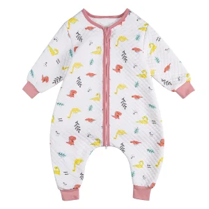Saco de dormir de manga larga para niños pequeños con pies, 1,5 TOG, 5T-6T